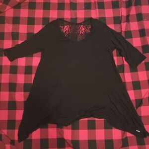 Black lace back tunic dress